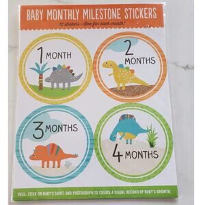 NEW Dinosaur 12 Month Baby Milestone Stickers Growth Colorful Gift